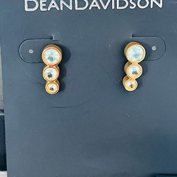 DEAN DAVIDSON 22K Gold Plated Manhattan Blue Topaz Ear Crawler Earrings, NWT - Picture 8 of 11